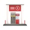 Vector isolated illustration of a gas station with ATM