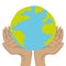 Vector isolated illustration of hands holding the globe.