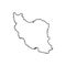 Vector isolated illustration icon with simplified map of Islamic Republic of Iran. Black line silhouette
