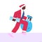 Vector isolated illustration of running man with new year and Christmas gifts