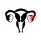 Vector isolated illustration of uterus with pain
