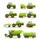 Vector isolated illustrations set of agricultural machinery.