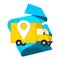 Vector isolated image with car, delivery truck