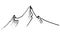 A vector isolated mountain peak consisting of three peaks.A chain of mountains drawn by hand with an isolated black line