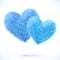 Vector isolated pair of blue fluffy hearts