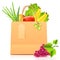 Vector isolated paper bag with vegetables