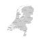 Vector isolated simplified illustration icon with grey silhouette of Netherlands Holland provinces.