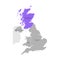 Vector isolated simplified illustration icon with grey silhouette of UK provinces. Selected administrative division - Scotland