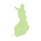 Vector isolated simplified map of Finland. Green silhouette from the points