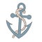 Vector isolated steel gray anchor with rope illustration