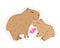 Vector isolated sticker with two capybaras in love.