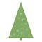 Vector isolated very simple green triangular christmas tree with snowflakes on a white background