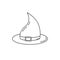 Vector isolated witch hat. Halloween item contour. Silhouette of wizard`s hat