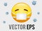 Vector isolated yellow sicky, ill face with white mask flat icon