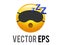 Vector isolated yellow sleepy face icon with slip sleeping mask, ZZZ symbols