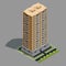 Vector isometric 3D illustration of modern urban building