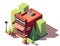 Vector isometric antique shop