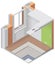 Vector isometric apartment cutaway icon