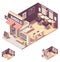 Vector isometric barbershop interior