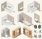 Vector isometric bathroom furniture and equipment