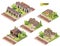 Vector isometric buildings, suburban houses