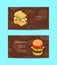 Vector isometric burger business card template colored