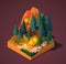 Vector isometric camping in the forest