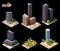 Vector isometric city downtown buildings