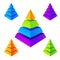 Vector isometric colorful pyramids set