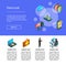 Vector isometric data and computer safety icons landing page template illustration