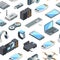 Vector isometric gadgets icons pattern or background illustration
