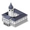 Vector isometric grey town hall, city hall, residence with tower