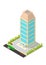 Vector isometric hotel, apartment, office, or skyscraper building