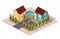 Vector Isometric House Neighbors