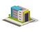 Vector isometric icon or infographic element representing low poly hospital building