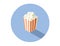 Vector isometric illustration of box with popcorn, cinema food