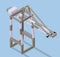 Vector isometric illustration of cargo crane. Port crane in docks.