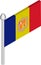 Vector Isometric Illustration of Flagpole with Andorra Flag