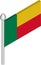 Vector Isometric Illustration of Flagpole with Benin Flag