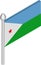 Vector Isometric Illustration of Flagpole with Djibouti Flag
