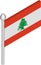 Vector Isometric Illustration of Flagpole with Lebanon Flag