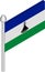 Vector Isometric Illustration of Flagpole with Lesotho Flag