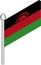 Vector Isometric Illustration of Flagpole with Malawi Flag