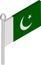 Vector Isometric Illustration of Flagpole with Pakistan Flag