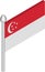 Vector Isometric Illustration of Flagpole with Singapore Flag