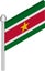 Vector Isometric Illustration of Flagpole with Suriname Flag