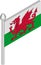 Vector Isometric Illustration of Flagpole with Wales Flag