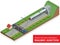 Vector isometric illustration of a railway junction. Railway junction consist of modern high speed train, railway tunnel