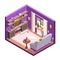 Vector isometric living room interior background