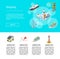 Vector isometric marine logistics and seaport landing page template illustration